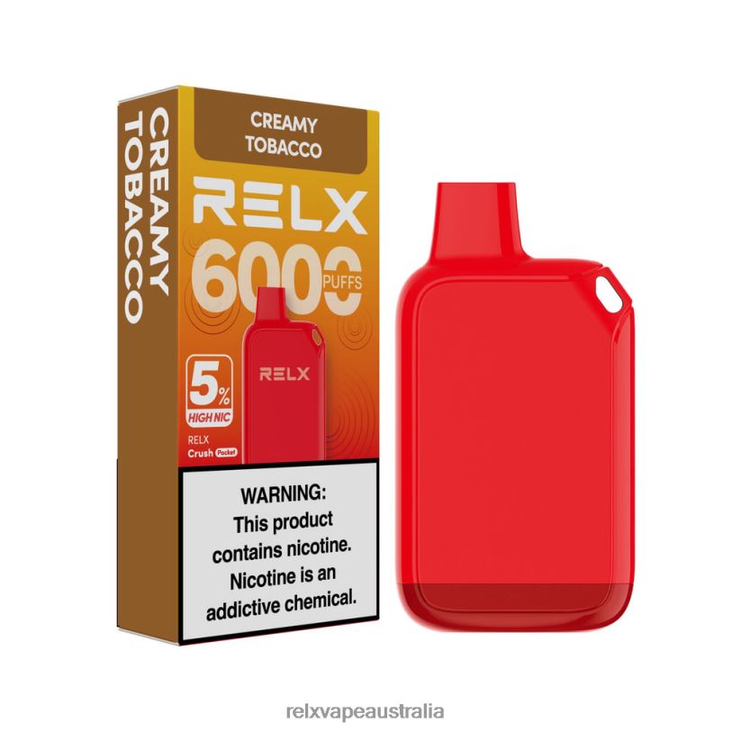 RELX Crush Pocket 6000 5% High Nic | 0P6VV28 ‎RELX Store Melbourne Creamy Tobacco