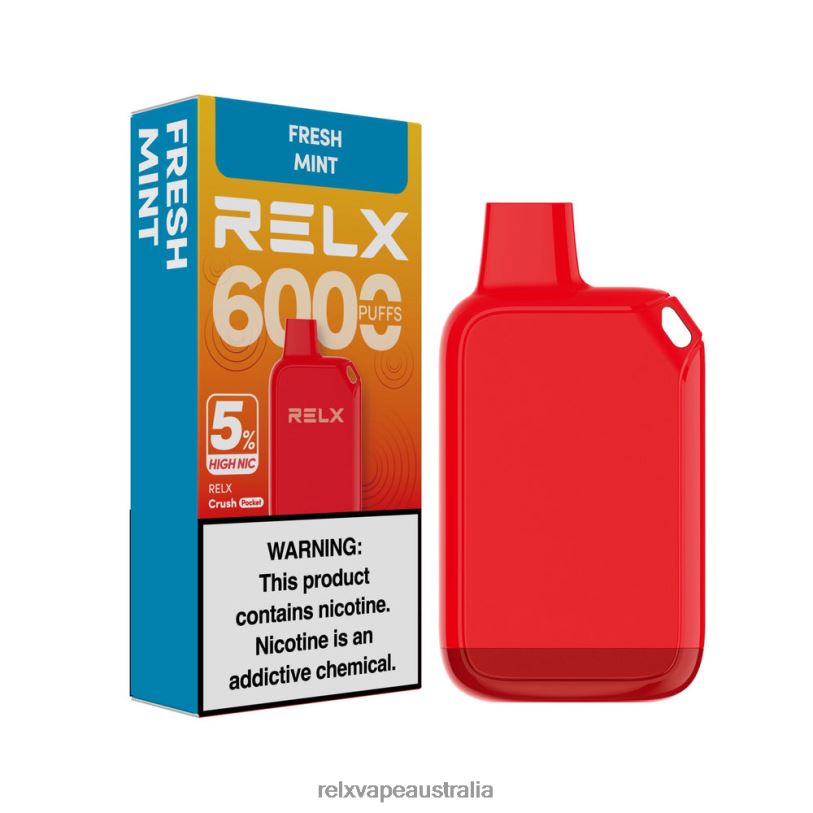 RELX Crush Pocket 6000 5% High Nic | 0P6VV29 ‎RELX Vape Australia Fresh Mint