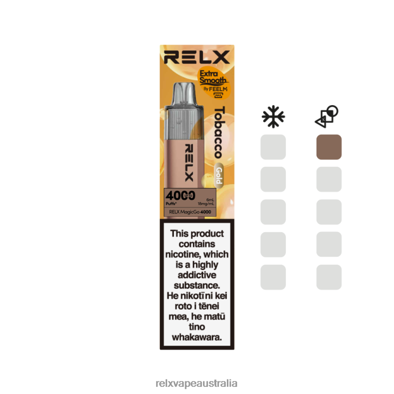 RELX MagicGo 4000 Disposable Vape | 0P6VV2 ‎RELX Vape Price Australia Tobacco (Gold)