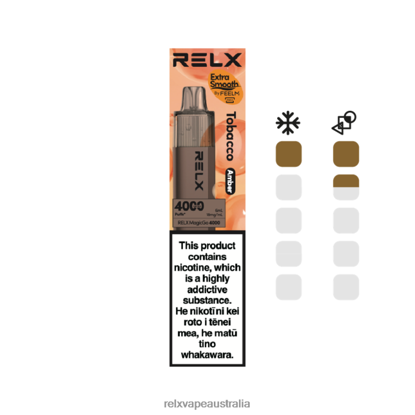 RELX MagicGo 4000 Disposable Vape | 0P6VV5 ‎RELX Device Melbourne Tobacco (Amber)