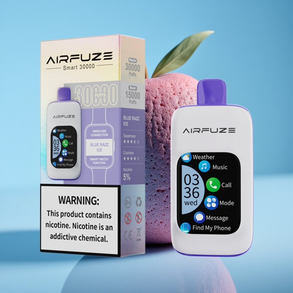 AirFuze Smart 30000 Puffs Disposable Vape Blue Razz Ice 5% Nicotine 900mAh Type-C
