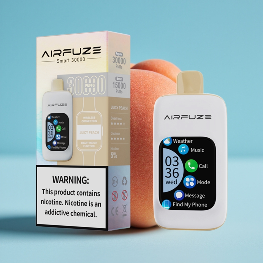 AirFuze Smart 30000 Puffs Disposable Vape Juicy Peach Touch Screen Type-C