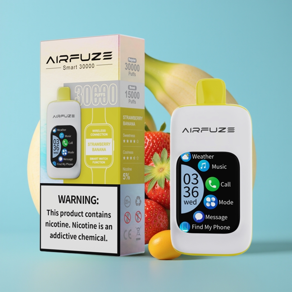 AirFuze Smart 30000 Puffs Disposable Vape Strawberry Banana Touch Screen Type-C